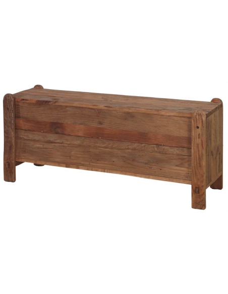 Meuble bas bois recyclé brun naturel 2 compartiments 100x36x46 cm Sortelha  - 5