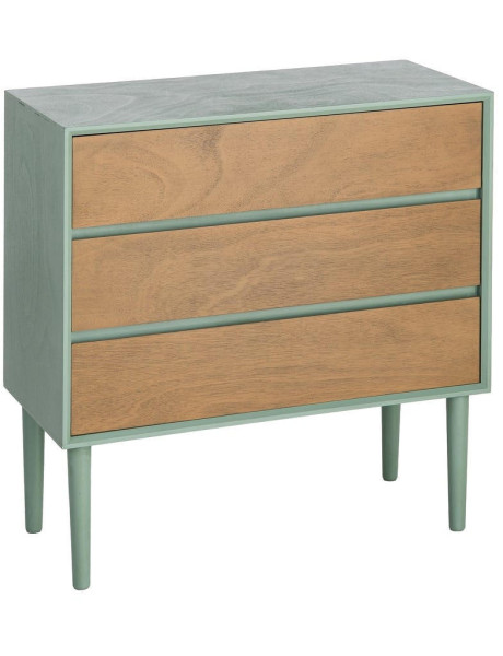 Commode 3 tiroirs vert sauge effet bois MDF 75x35x75 cm Escala Ixia - 1