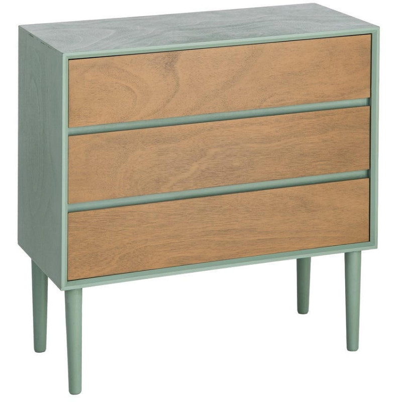 Commode 3 tiroirs vert sauge effet bois MDF 75x35x75 cm Escala Ixia - 1