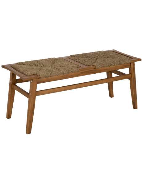 Banc en teck avec assise tressée 110 cm Woodwood Ixia - 1