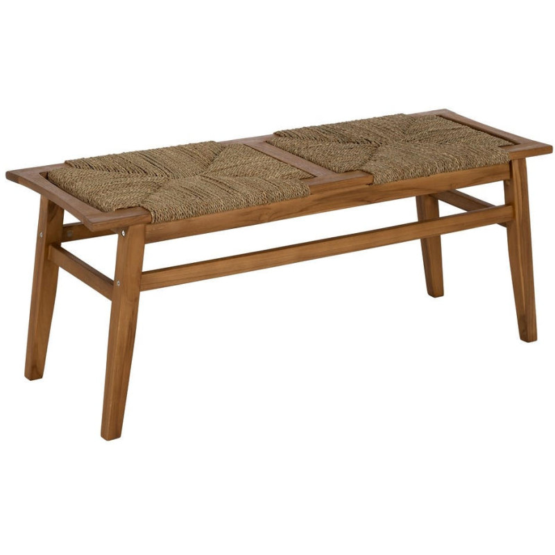 Banc en teck avec assise tressée 110 cm Woodwood Ixia - 1