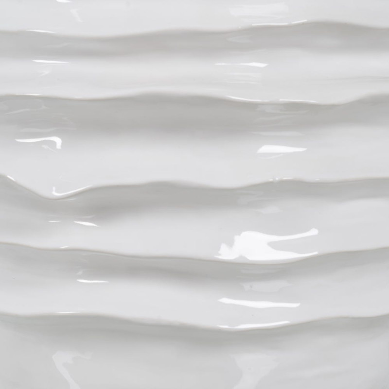 Grand vase blanc céramique relief ondulé 46,5 cm Valderice Ixia - 4