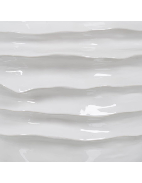 Grand vase blanc céramique relief ondulé 46,5 cm Valderice Ixia - 4