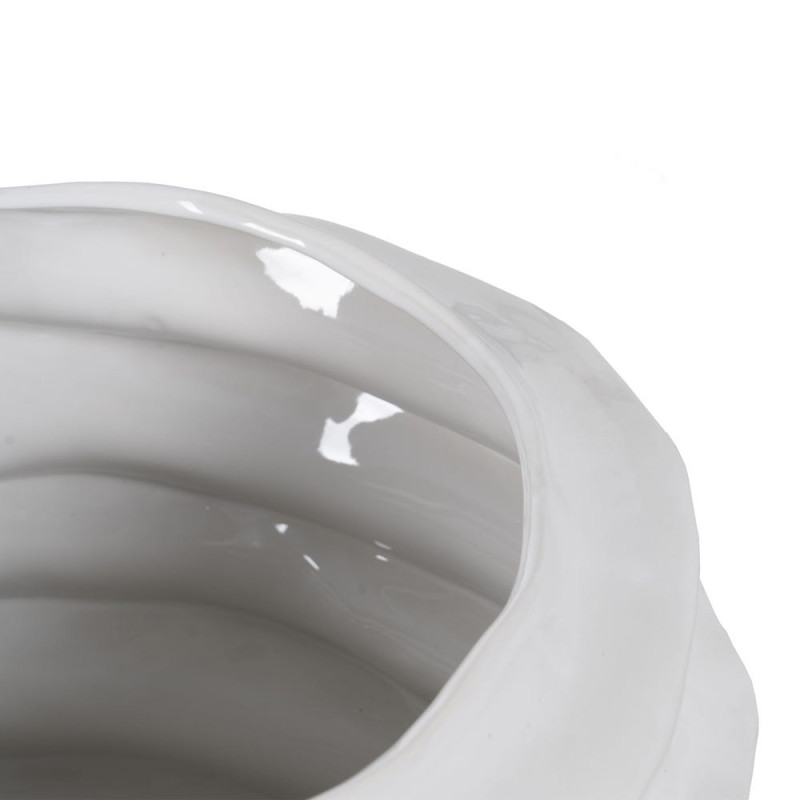 Grand vase blanc céramique relief ondulé 46,5 cm Valderice Ixia - 5