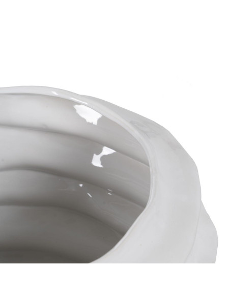 Grand vase blanc céramique relief ondulé 46,5 cm Valderice Ixia - 5