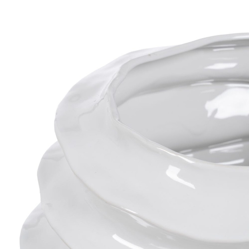 Grand vase blanc céramique relief ondulé 46,5 cm Valderice Ixia - 6
