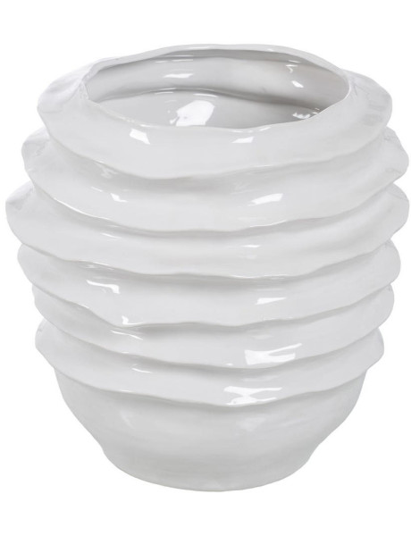 Grand vase blanc céramique relief ondulé 46,5 cm Valderice Ixia - 1