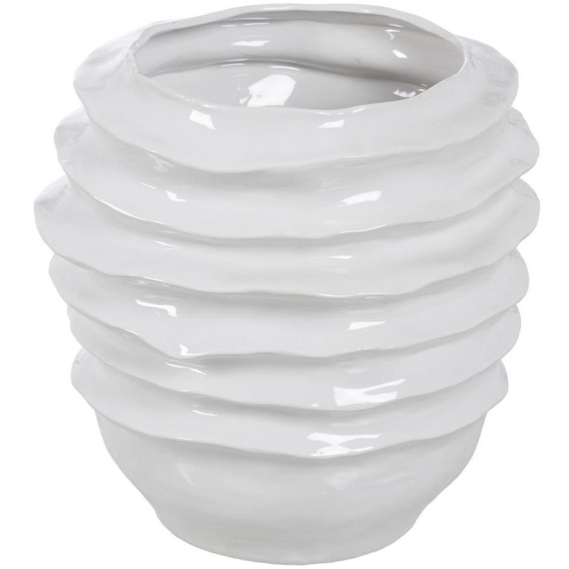 Grand vase blanc céramique relief ondulé 46,5 cm Valderice Ixia - 1
