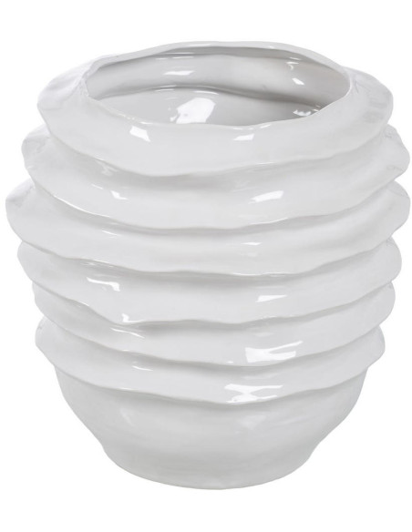 Grand vase blanc céramique relief ondulé 46,5 cm Valderice Ixia - 1