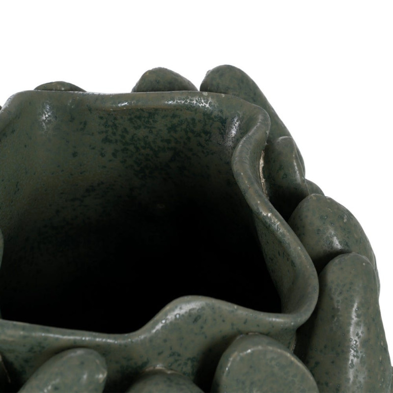 Grand vase céramique vert relief botanique 44 cm Gangjin Ixia - 4