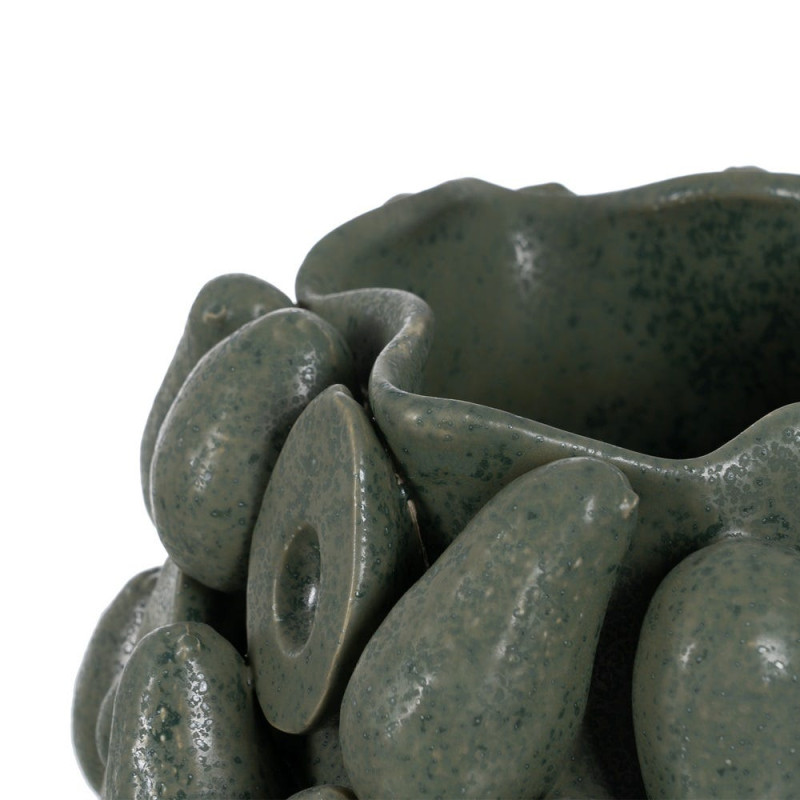 Grand vase céramique vert relief botanique 44 cm Gangjin Ixia - 3