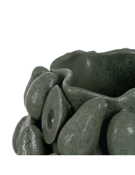 Grand vase céramique vert relief botanique 44 cm Gangjin Ixia - 3