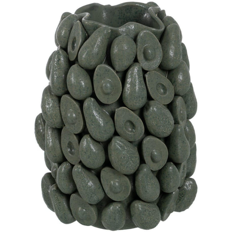 Grand vase céramique vert relief botanique 44 cm Gangjin Ixia - 1