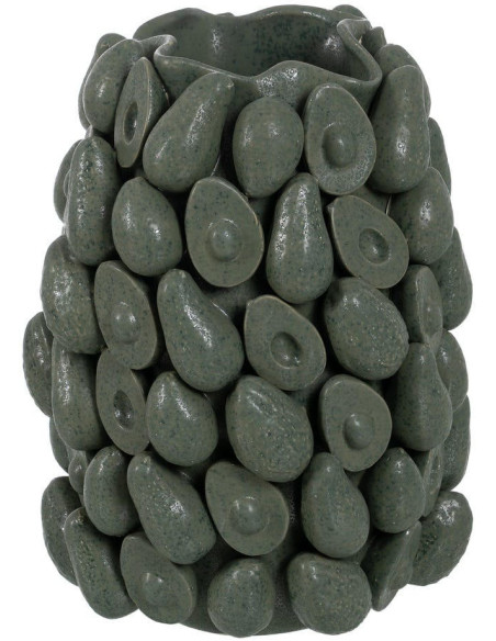 Grand vase céramique vert relief botanique 44 cm Gangjin Ixia - 1