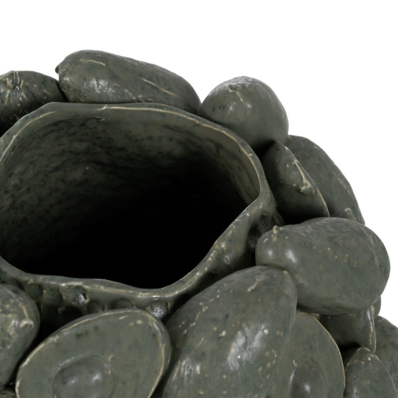 Vase décoratif céramique vert relief botanique 37,5 cm Gangjin Ixia - 4