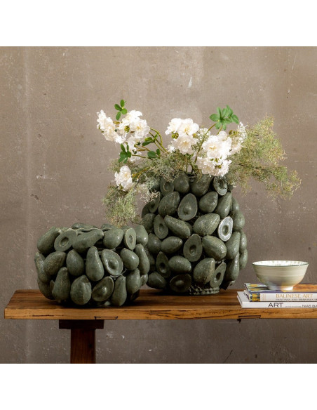 Cache-pot céramique vert relief botanique 23 cm Gangjin Ixia - 2