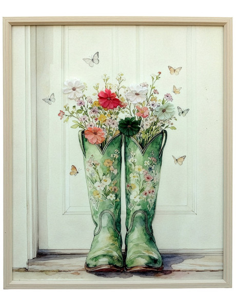 Tableau mural floral bottes vertes 50x60 cm Chedigny  - 1