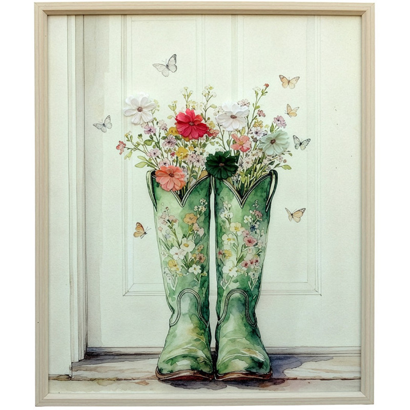 Tableau mural floral bottes vertes 50x60 cm Chedigny  - 1