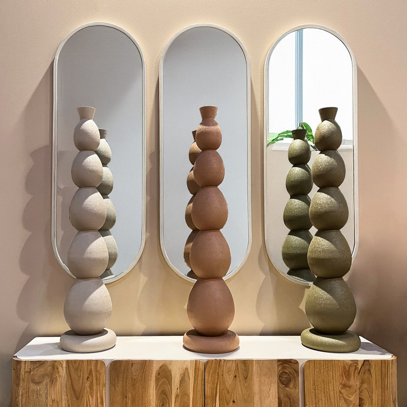 Grand vase de sol vert olive métal 115 cm Nisyros  - 2
