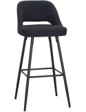 Tabouret de bar bleu marine tissu métal 75 cm Vordingborg