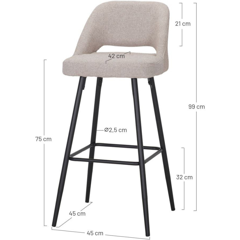 Tabouret de bar vert tissu 75 cm Vordingborg  - 2