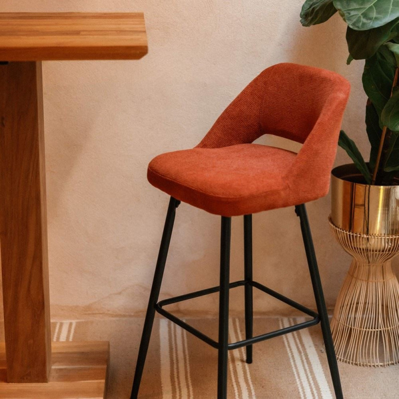 Tabouret de bar terracotta tissu 45x50x99 cm Vordingborg  - 2
