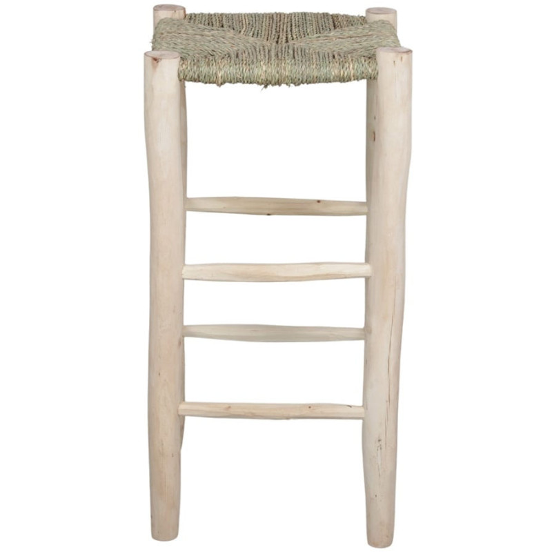 Tabouret de cuisine bois naturel assise tressée 64 cm Frigiliana  - 4
