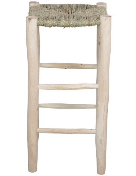 Tabouret de cuisine bois naturel assise tressée 64 cm Frigiliana  - 4