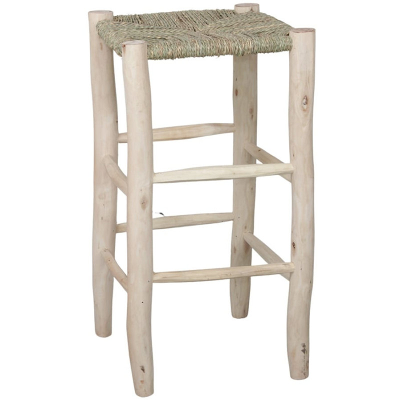 Tabouret de cuisine bois naturel assise tressée 64 cm Frigiliana  - 1