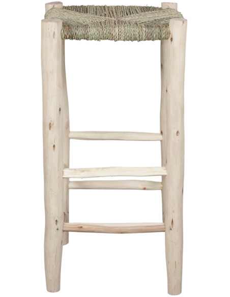 Tabouret de cuisine bois naturel assise tressée 64 cm Frigiliana  - 3