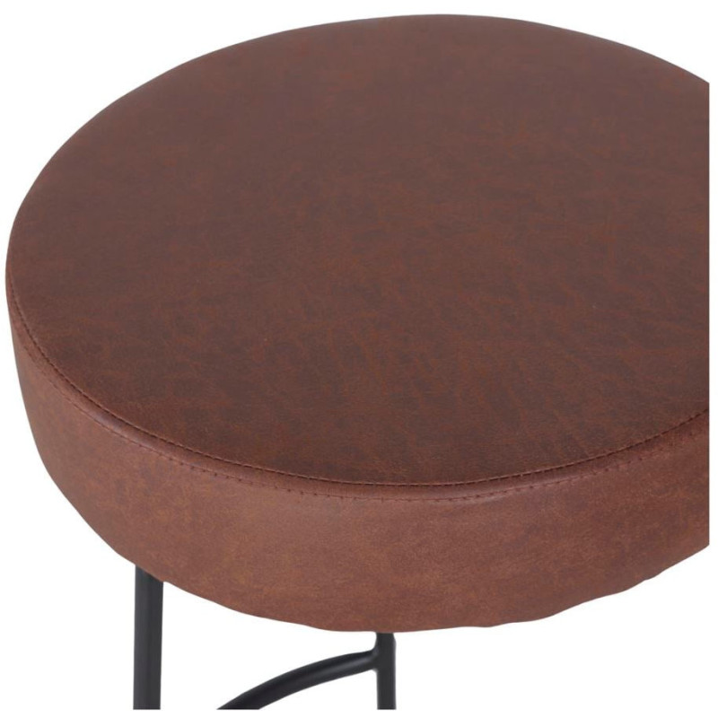 Tabouret de bar rond marron métal noir 75 cm Mariager  - 5