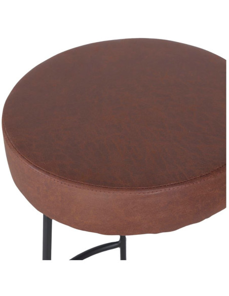 Tabouret de bar rond marron métal noir 75 cm Mariager  - 5