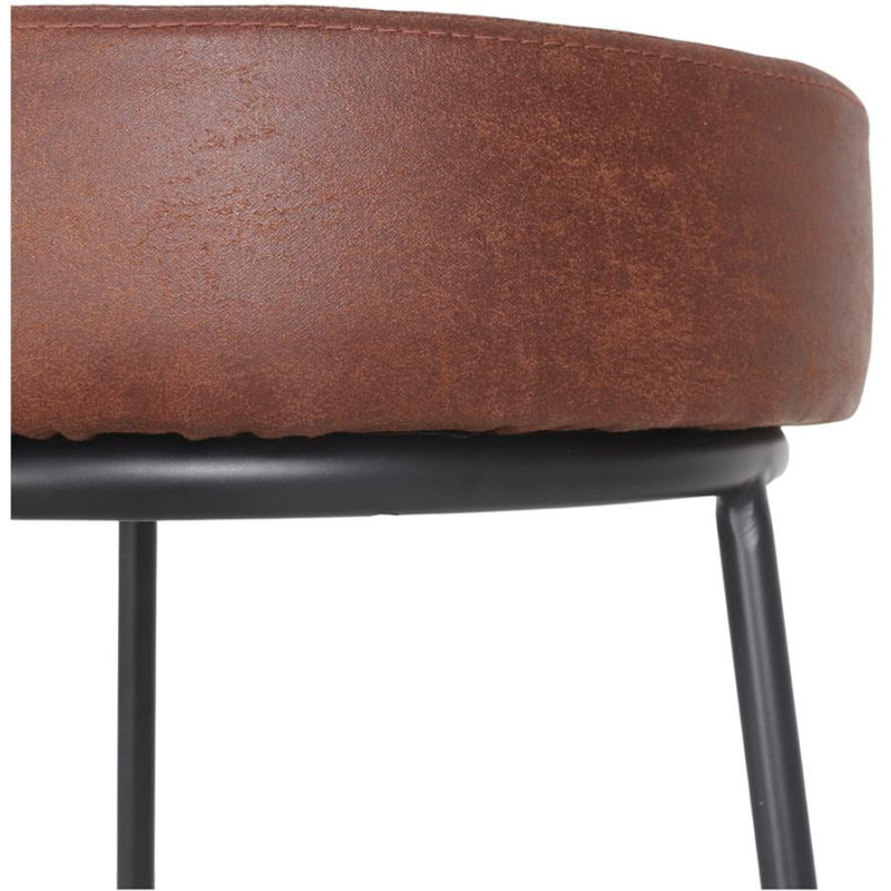 Tabouret de bar rond marron métal noir 75 cm Mariager  - 6