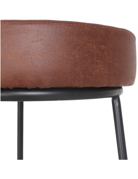 Tabouret de bar rond marron métal noir 75 cm Mariager  - 6