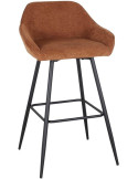 Tabouret de bar tissu caramel avec dossier 97 cm Buje