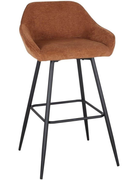 Tabouret de bar tissu caramel avec dossier 97 cm Buje  - 1