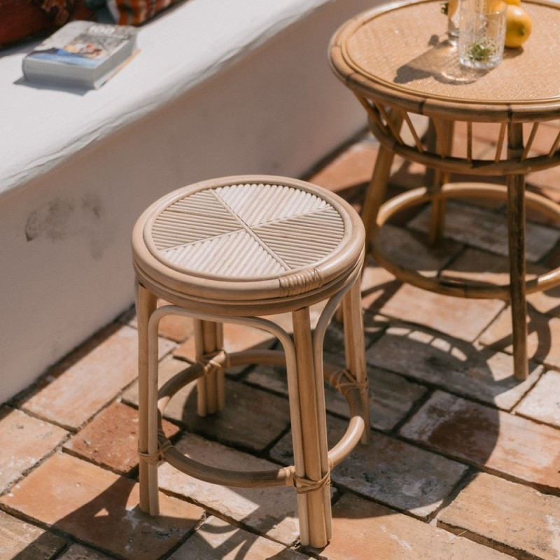 Tabouret bas rotin naturel empilable 46 cm Forio  - 2