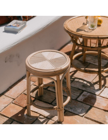Tabouret bas rotin naturel empilable 46 cm Forio  - 2
