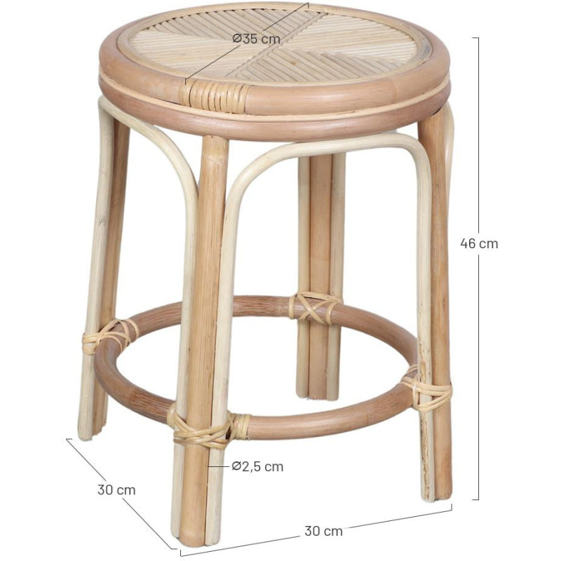 Tabouret bas rotin naturel empilable 46 cm Forio  - 6