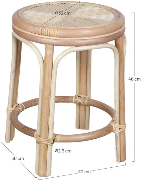 Tabouret bas rotin naturel empilable 46 cm Forio  - 6