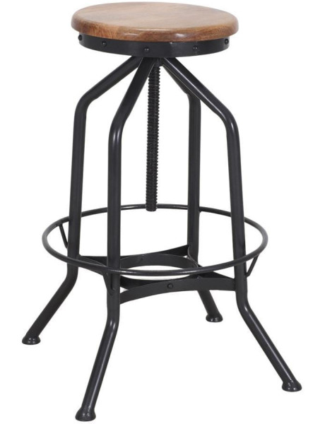 Tabouret de bar réglable bois métal 72 à 85 cm Tampere  - 1