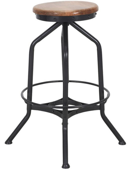 Tabouret de bar réglable bois métal 72 à 85 cm Tampere  - 3