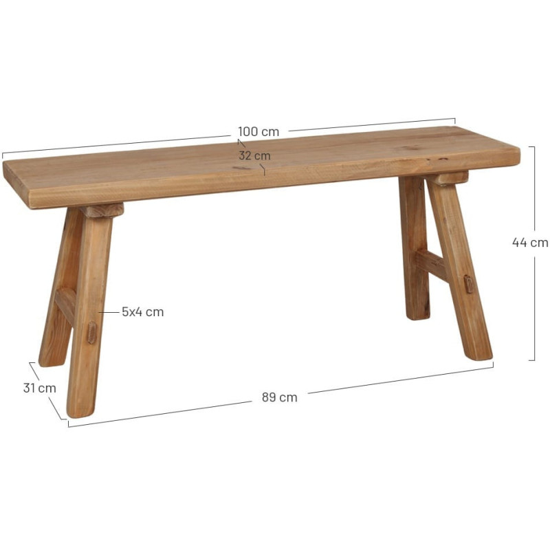 Banc d’entrée bois recyclé 100 cm Viscri  - 6