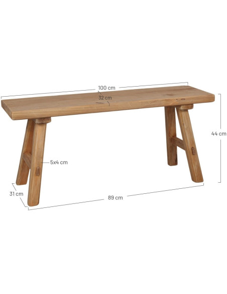 Banc d’entrée bois recyclé 100 cm Viscri  - 6