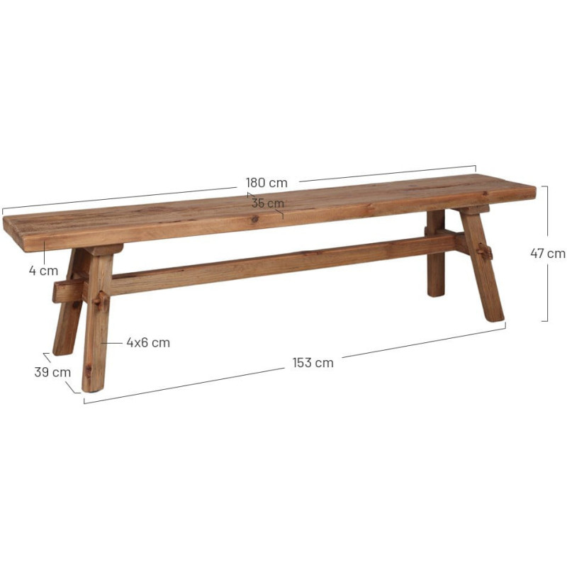 Banc bois recyclé 180 cm Vrbnik  - 5