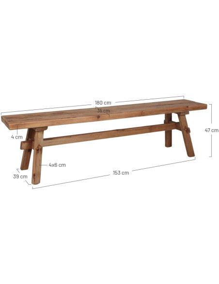 Banc bois recyclé 180 cm Vrbnik  - 5