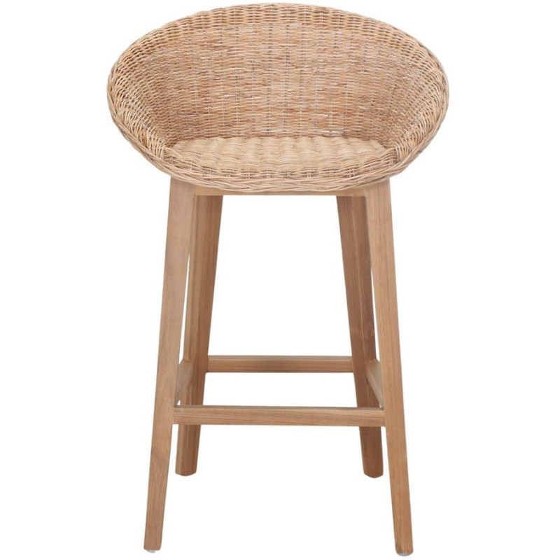 Tabouret de bar teck fibre tressée 65 cm Scicli  - 3