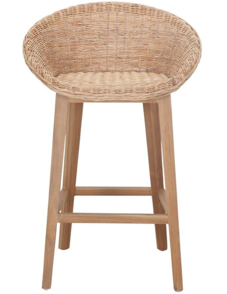 Tabouret de bar teck fibre tressée 65 cm Scicli  - 3