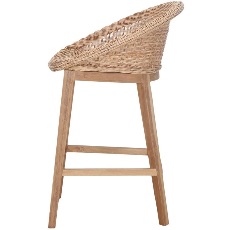Tabouret de bar teck fibre tressée 65 cm Scicli  - 4