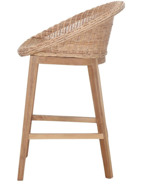 Tabouret de bar teck fibre tressée 65 cm Scicli  - 4